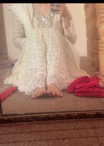off white floor length dress/anarkali for weddings