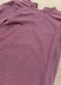 Maroon Polka Dot Puff Sleeve Top