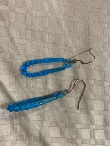 Bright Blue Dangle glass Earrings