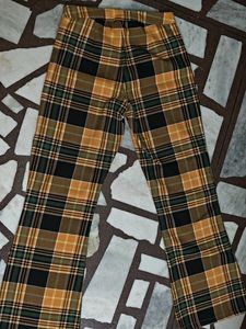 Stylish Plaid Flare Pants
