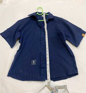 Navy Blue Striped Shirt