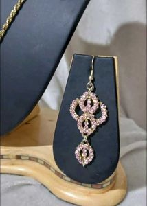 Elegant Pink Stone Necklace &amp; Earring Set