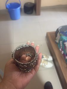 Antique Oxidized Silver Kada Bangle