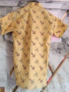 Men's Yellow Printed Kurta
