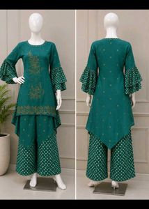 Elegant Teal Bell Sleeve Kurti