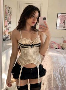 Cute Polka Dot CORSET top with Garter Straps