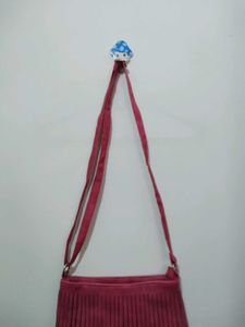 Pink Fringed Crossbody Sling Bag