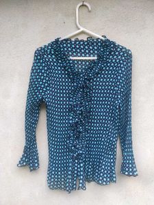 Chic black top with Blue Polka Dot Blouse