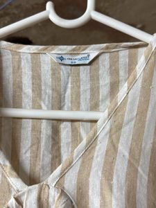 Striped Ruffle Sleeve Peplum Top