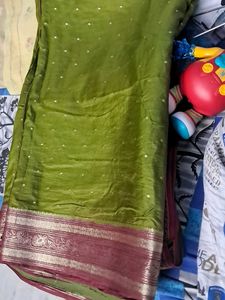 Elegant Green Saree with Embellishments