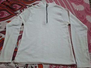 Ribbed Mock Neck Zip-Up Top