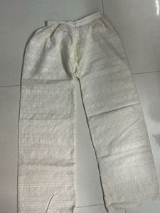 Embroidered White Palazzo Pants