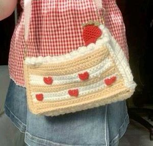 Crocheted Cake Slice Crossbody Bag