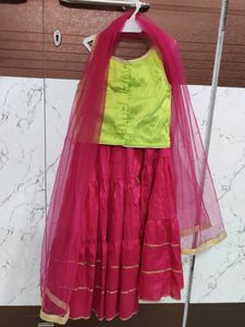 Green &amp; Pink Choli lehenga Set(On Cash - NO COINS)