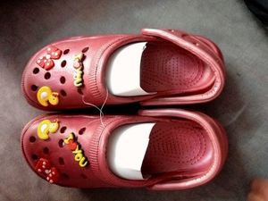 Maroon Clogs with Fun Charms Size 39,38