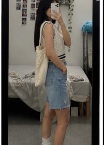 Cream Cable Knit V-Neck Vest