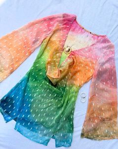 Multicolor cowl mini dress