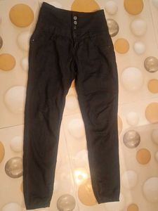 High Waisted Black Button Fly Pants