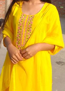 Vibrant Yellow Embroidered Kurta Set
