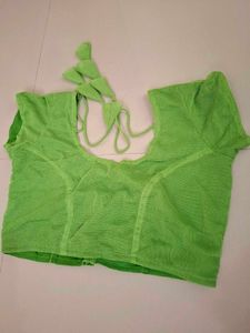 Bright Green Net Blouse