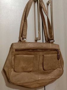 Stylish Tan Crocodile Embossed Handbag