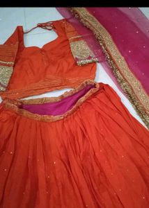 Stunning Orange &amp; Pink Lehenga Choli