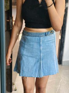 Light Wash Denim Mini Skirt