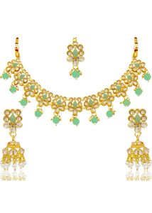 Alloy Gold Plated Green Jewel Set