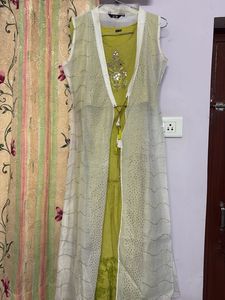 Lime Green Crop Top &amp; Tiered Maxi Skirt