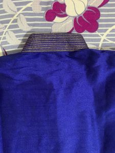 Boys Royal Blue Kurta with Gold Accents