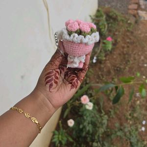 Handmade Crochet Flower Bouquet Keychain