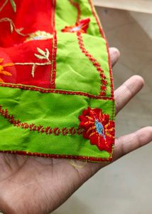 Red Embroidered dupatta