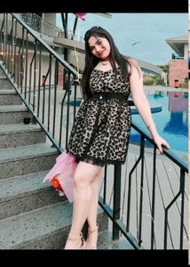 Leopard Print Mini Dress with Tulle Hem