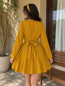 Mustard Yellow Fit and Flare Dress