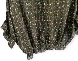 Olive Green Print Blouse