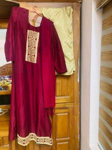 Elegant Maroon Embroidered Fabric