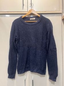 Navy Blue Waffle Knit Sweater