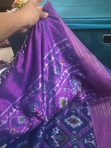 Exquisite Blue Ikat Silk Saree
