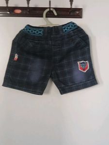 Kids Plaid Denim Shorts