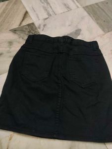 Black Denim Mini Skirt