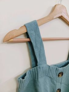 Cute Blue Knit Button-Up Tank Top
