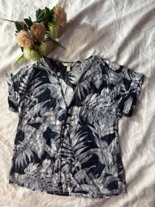Tropical Print V-Neck Top