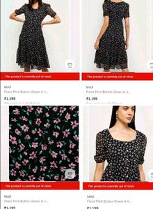 MAX Floral Print Button-Down Dress