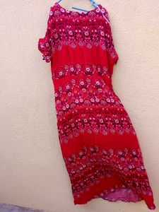Vibrant Red Floral Maxi Dress