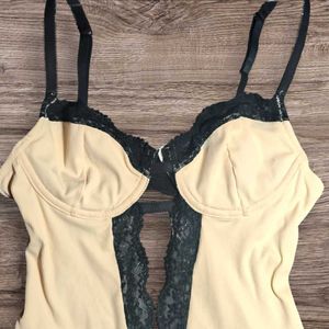 Elegant One-Piece Bodysuit with Lace Detail