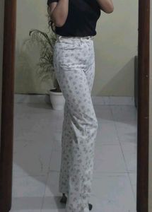 H&amp;M Floral Print Wide Leg Jeans