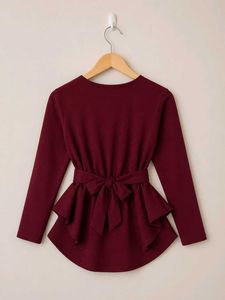 Maroon Peplum Top with Belt