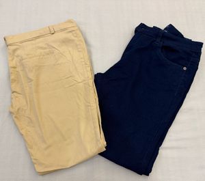 Combo of 2 pants beige and blue