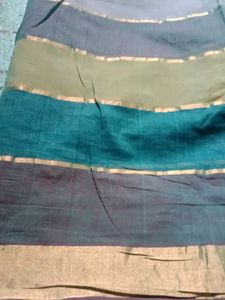 Beautiful Teal &amp; Green Striped Saree