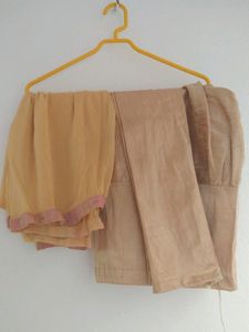 Pink And Gold Kurta With Dupatta, XS